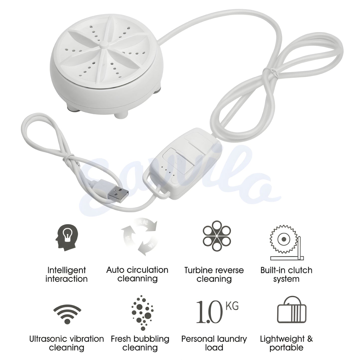 Portable Turbine Ultrasonic Washing Machine - (IMPORTED)